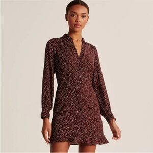 NWOT Abercrombie &‎ Fitch Mini Dress Polka Dot Long Sleeve Ruffle Tie Waist